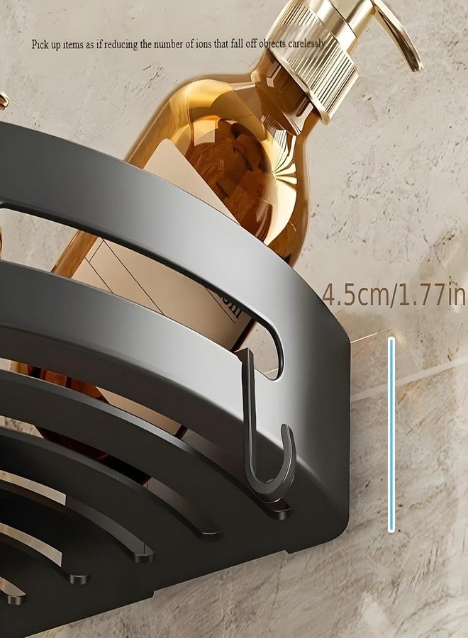 iSTAR Self-Adhesive Wall Mount Bathroom Corner Shelf Rack Organizer | Plastic Storage Shelves for Toiletries, Accessories & Kitchen Use - Black (1) - Image 3